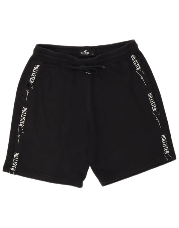 Shorts esportivos gráficos masculinos Hollister de algodão preto médio