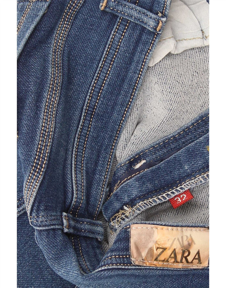 Calça jeans reta feminina Zara W32 L25 azul