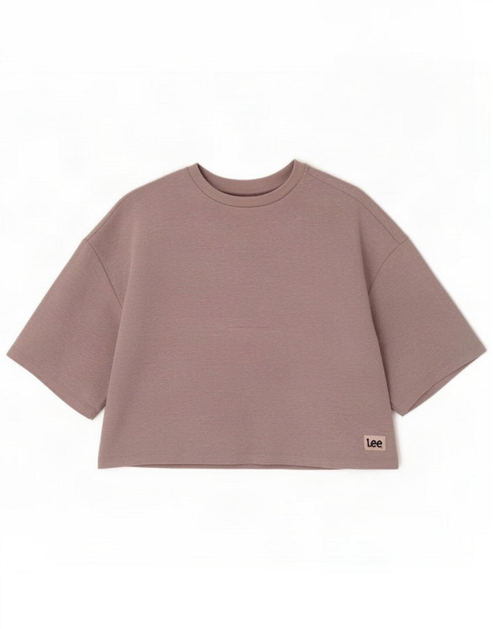 Lee Womens Oversized Crop Top UK 10 Small Grey Cotton