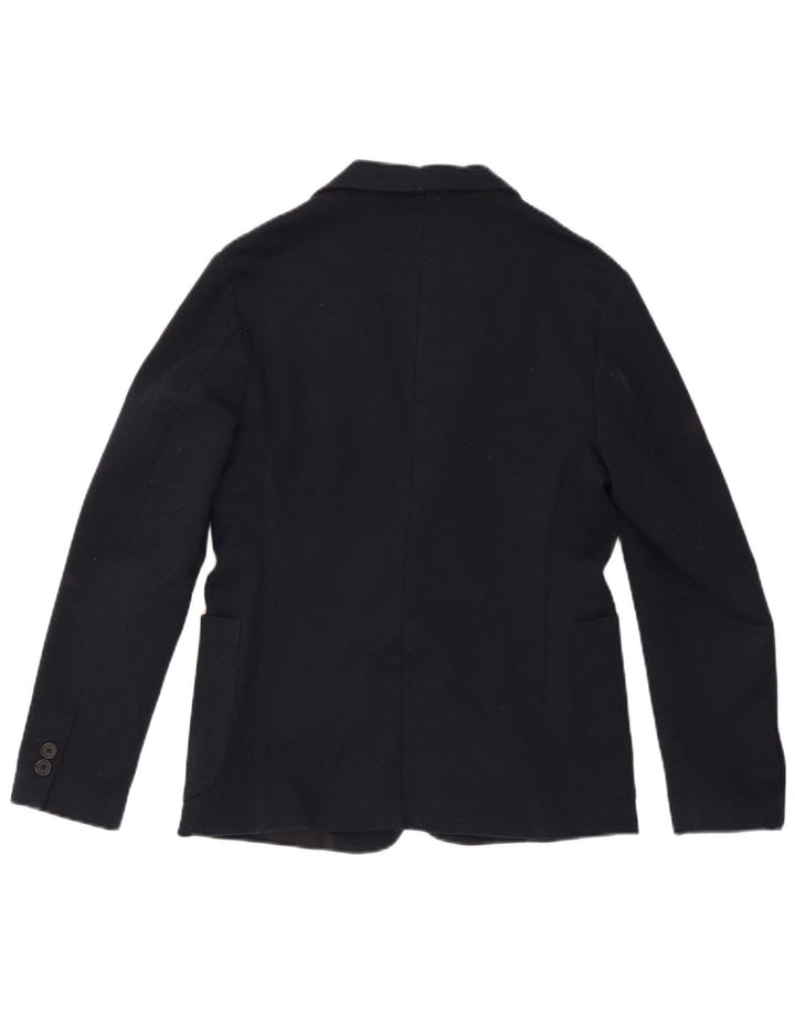 Jaqueta blazer masculina Zara com 2 botões Reino Unido 38 poliéster azul marinho médio