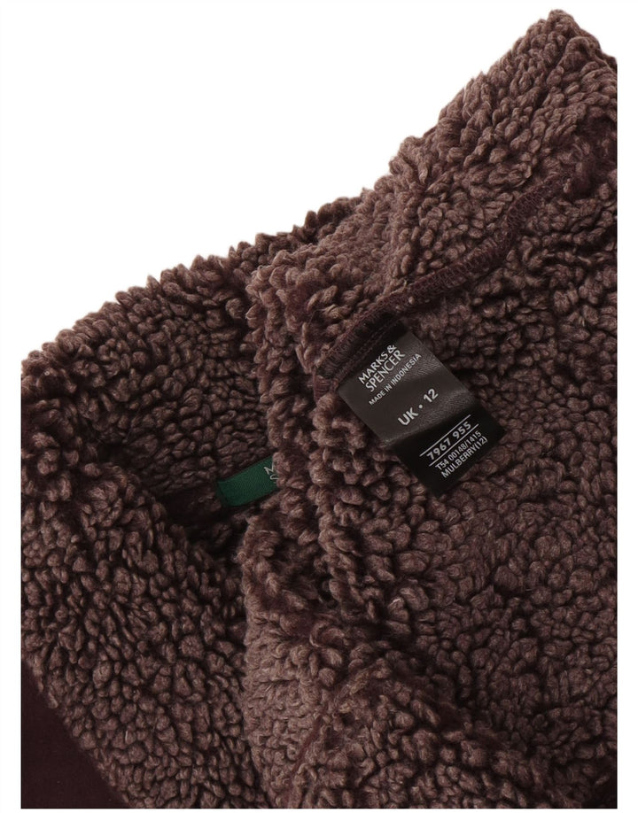 Marks & Spencer Womens Sherpa Gilet UK 12 Médio Borgonha Poliéster