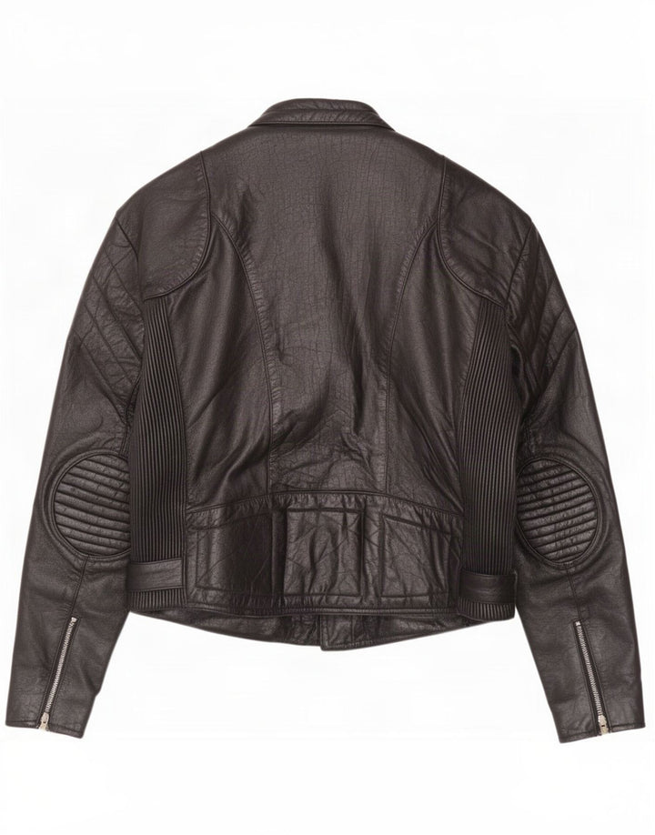 Jaqueta de couro masculina vintage para motociclista UK 44 2XL preta