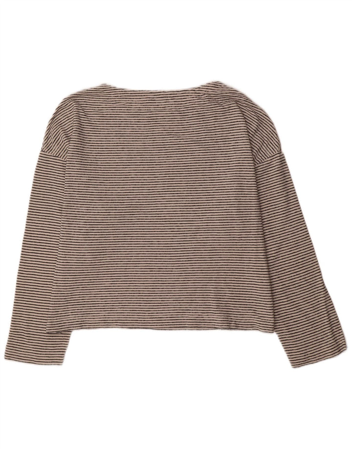 All Saints Crop Top Feminino Manga Longa Reino Unido 14 Médio Off White Listrado
