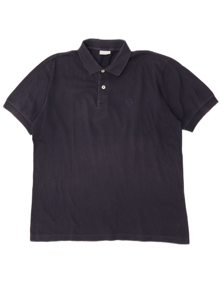 Camisa pólo masculina Sergio Tacchini grande algodão azul marinho