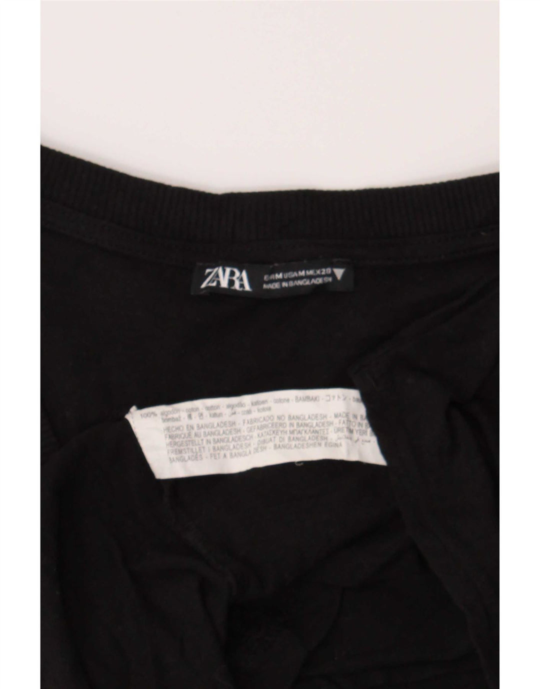 Camiseta feminina Zara UK 14 algodão preto médio