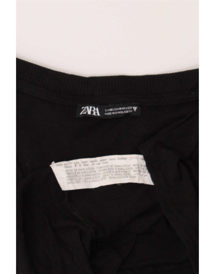 Camiseta feminina Zara UK 14 algodão preto médio