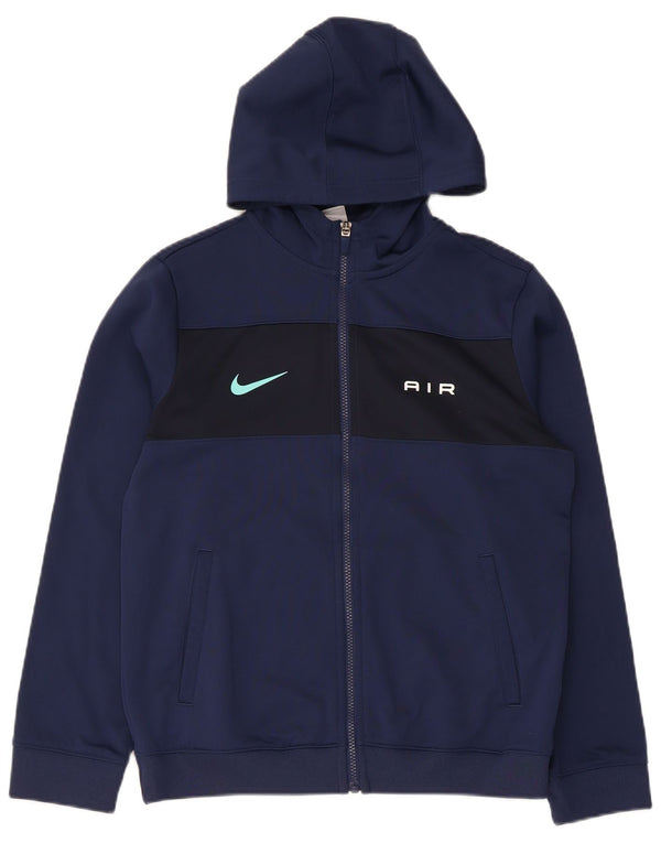 Suéter Nike Boys Dri Fit Zip com capuz 13-14 anos XL Azul marinho Colourblock
