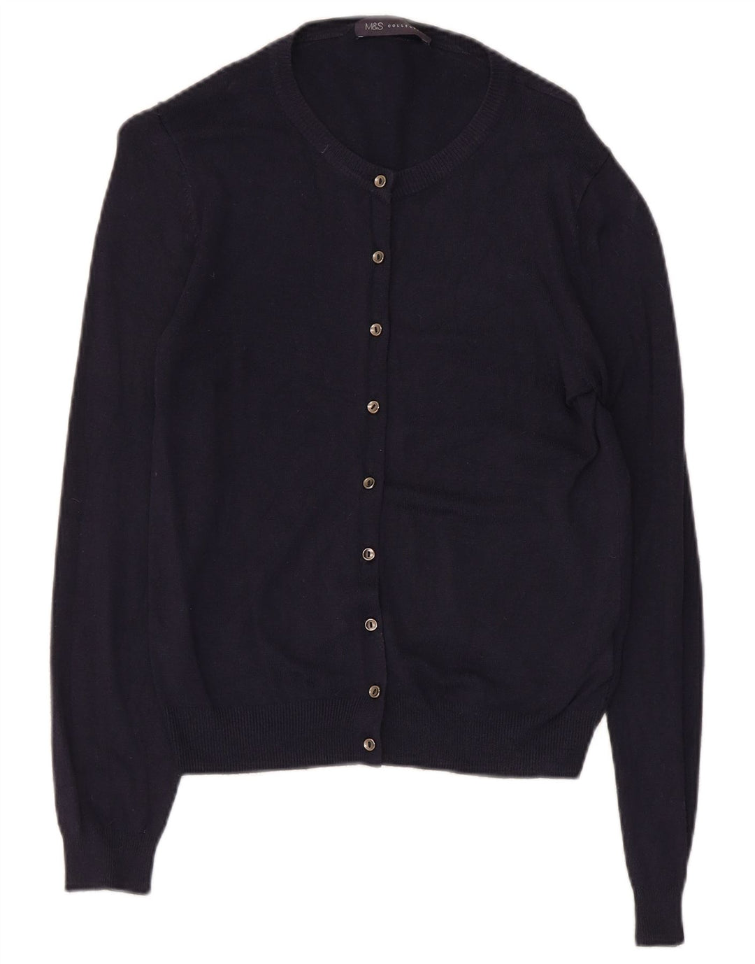 Suéter cardigã feminino Marks & Spencer UK 8 pequeno azul marinho viscose