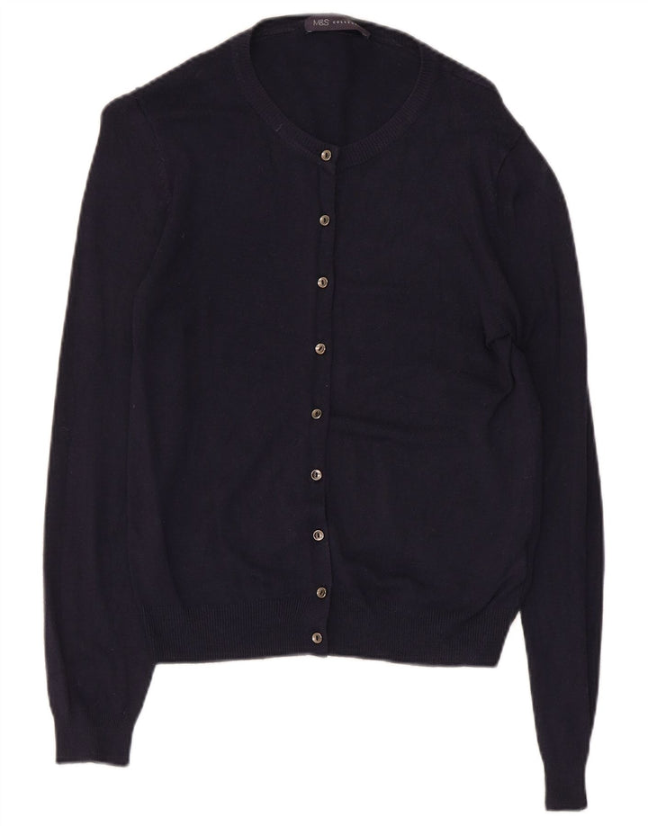 Suéter cardigã feminino Marks & Spencer UK 8 pequeno azul marinho viscose