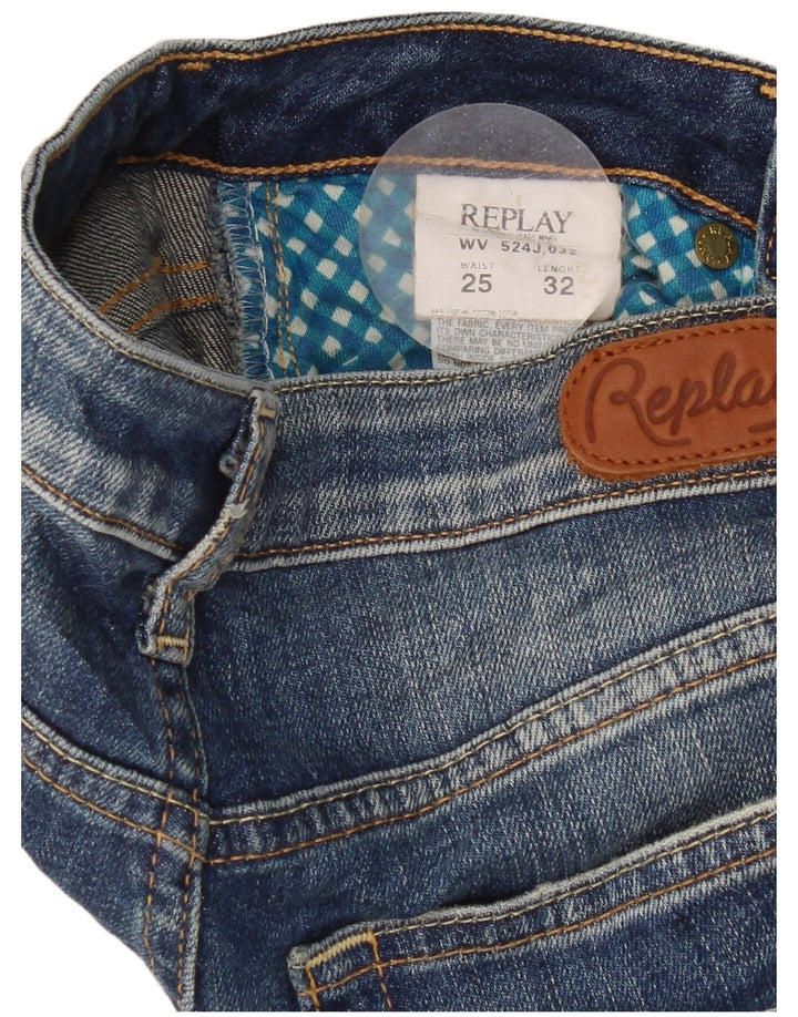 Replay Jeans Feminino Slim Bootcut W25 L32 Azul Algodão