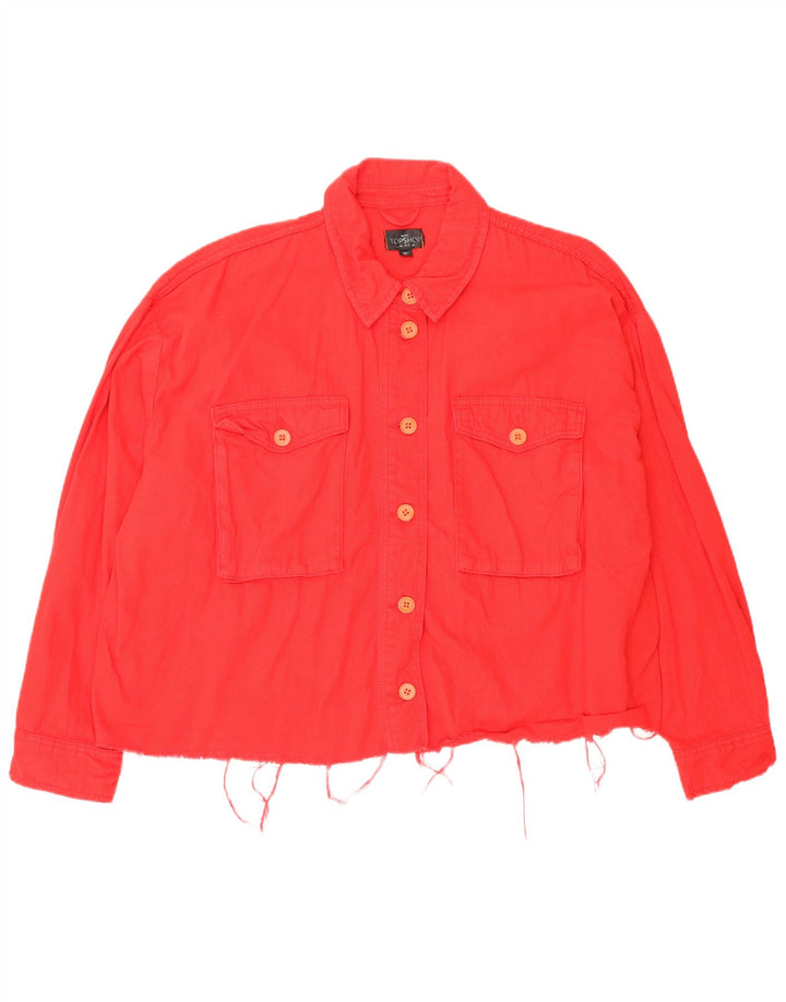 Jaqueta bomber feminina Topshop Petite Crop Oversized Reino Unido 16 grande algodão vermelho