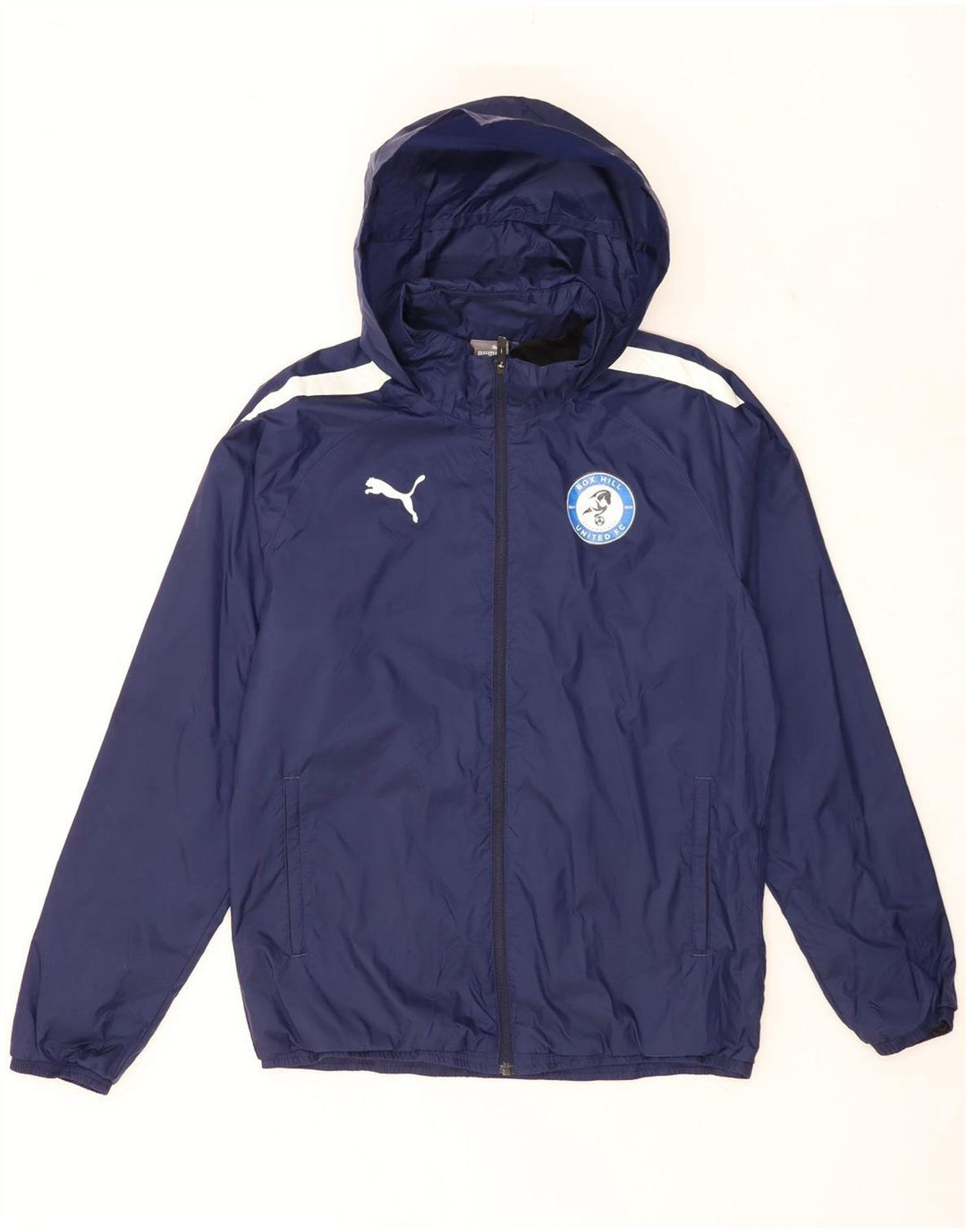 Jaqueta de chuva masculina Puma com capuz Reino Unido 38 médio azul marinho colorblock nylon