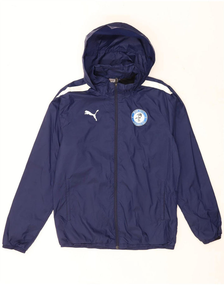 Jaqueta de chuva masculina Puma com capuz Reino Unido 38 médio azul marinho colorblock nylon