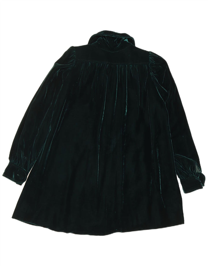 Sobretudo de veludo feminino vintage UK 14 verde médio