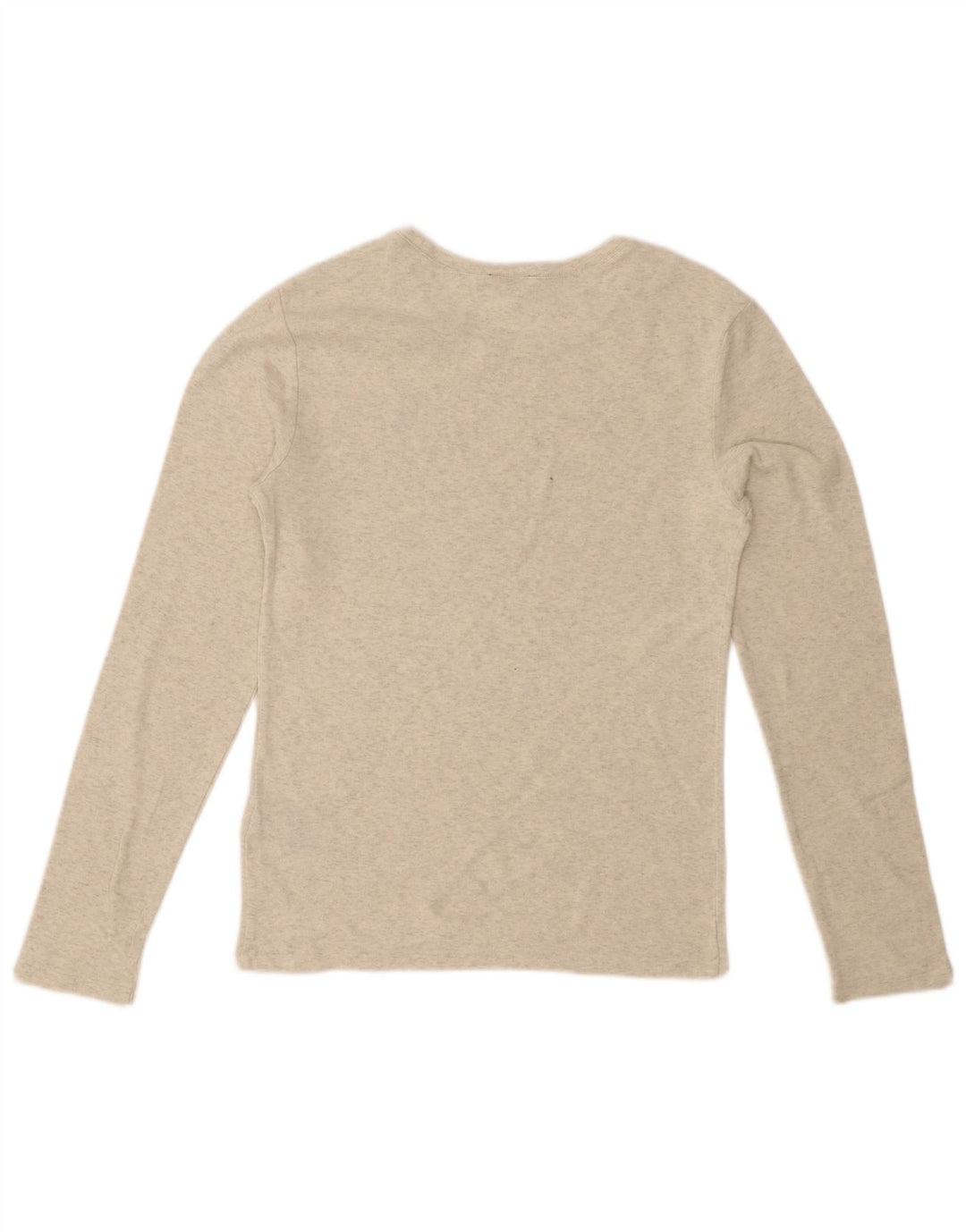 Top feminino POLO RALPH LAUREN manga comprida Reino Unido 14 grande algodão manchado cinza