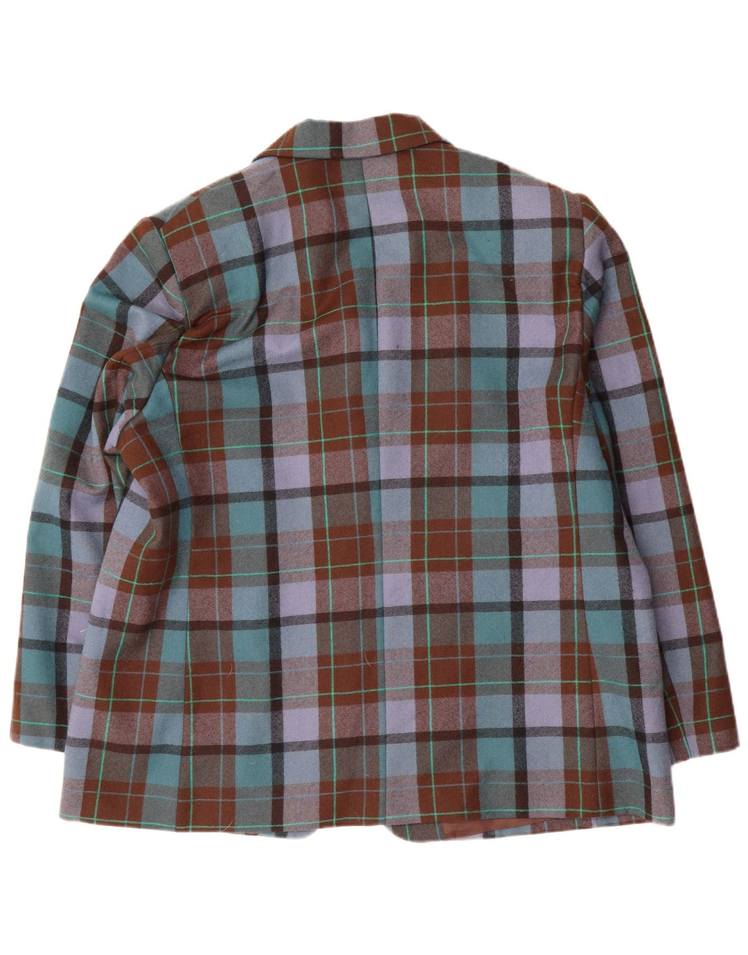 oltre Jaqueta blazer feminina com 2 botões UK 22 3XL marrom xadrez lã