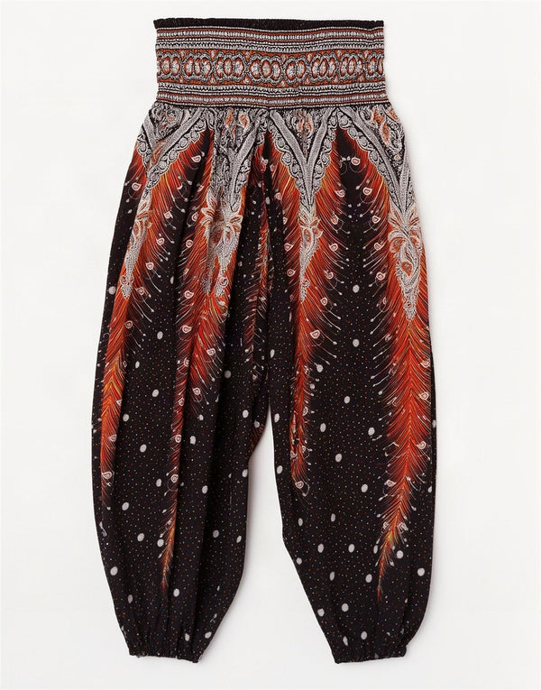 Calça Harém Feminina Vintage Cintura Alta W28 L25 Preto Floral