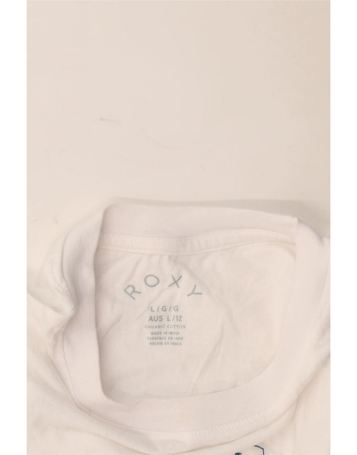 Camiseta feminina Roxy com estampa gráfica UK 16 grande algodão branco