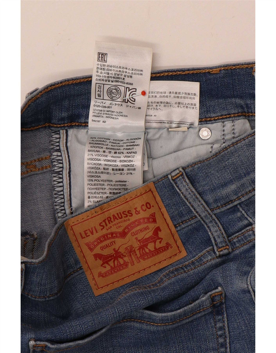 Calça jeans feminina Levi's Mile High Slim W29 L27 azul algodão