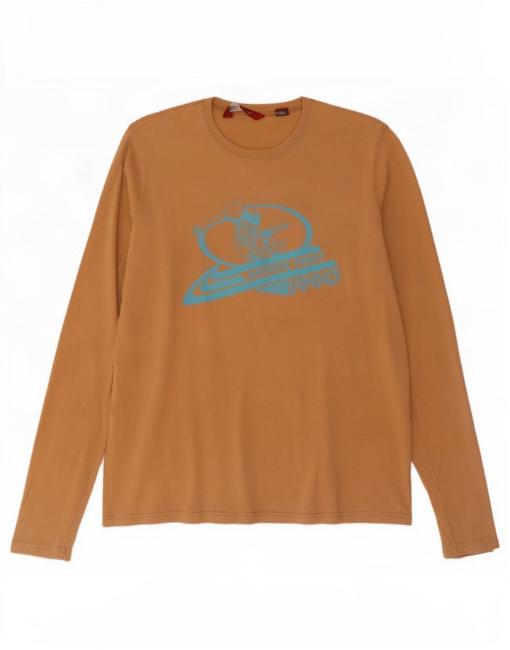 Zara Top gráfico masculino manga comprida XL algodão bege