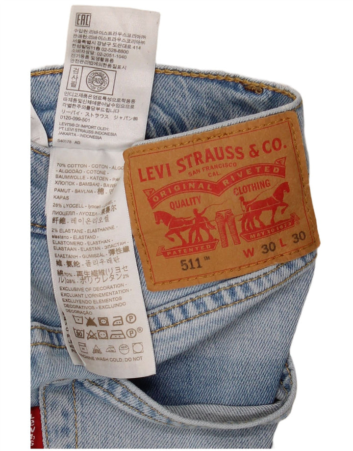 Levi's Masculino 511 Slim Jeans W30 L30 Azul Algodão