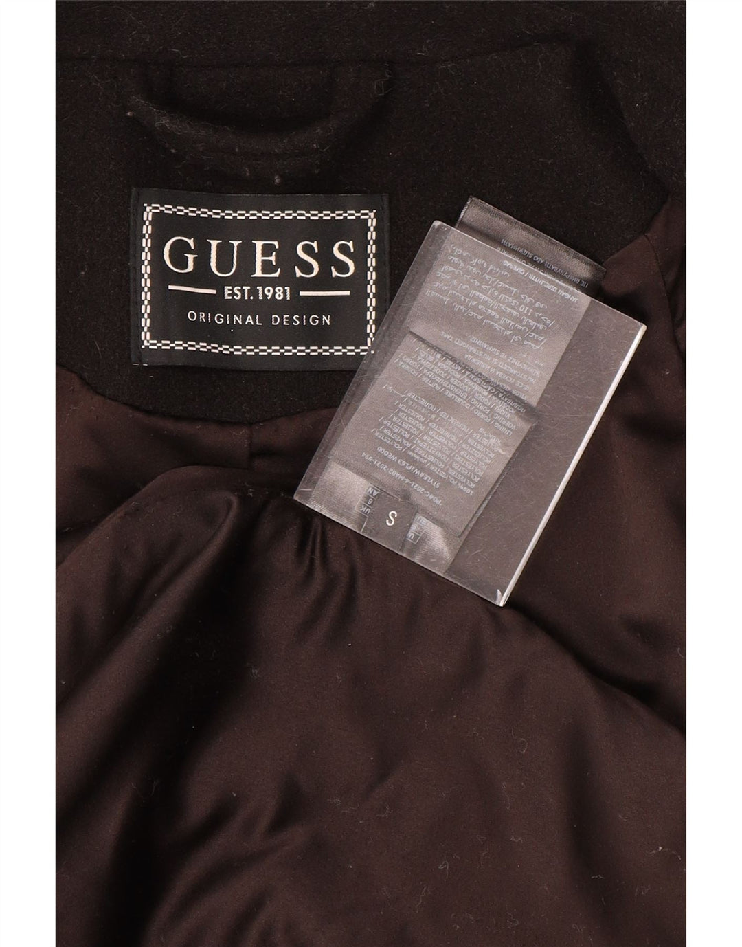 Guess Casaco Feminino Oversized Double Breasted UK 10 Pequeno Poliéster Preto