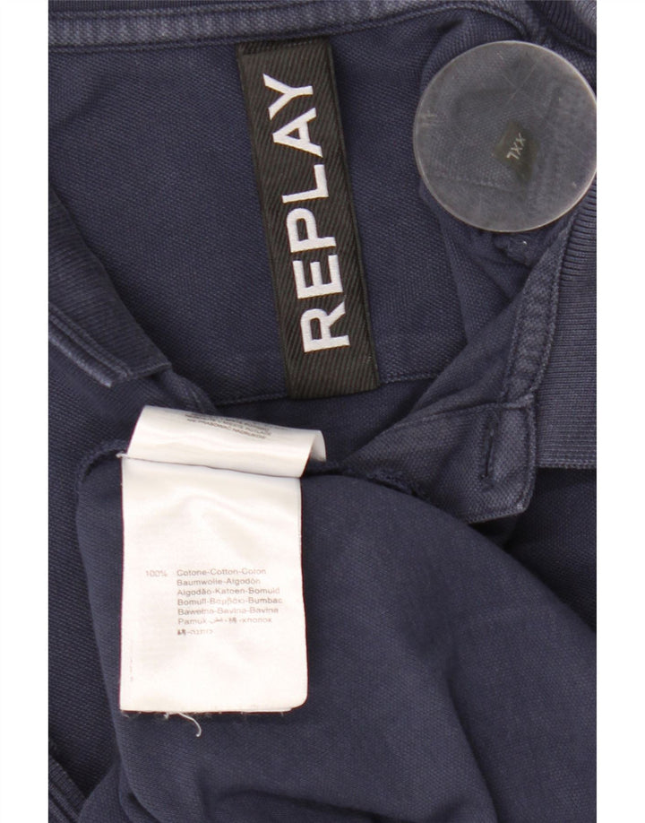 Camisa polo masculina Replay 2XL algodão azul marinho