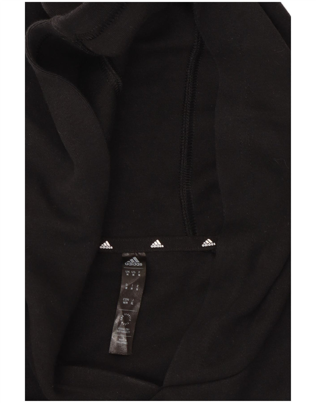 ADIDAS Womens Crop Hoodie Jumper UK 14 Médio Preto