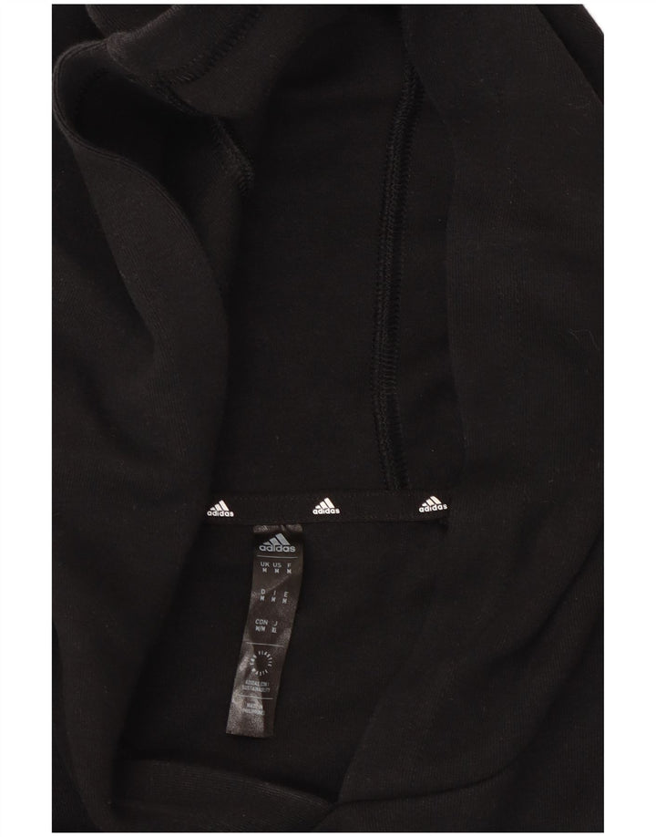 ADIDAS Womens Crop Hoodie Jumper UK 14 Médio Preto