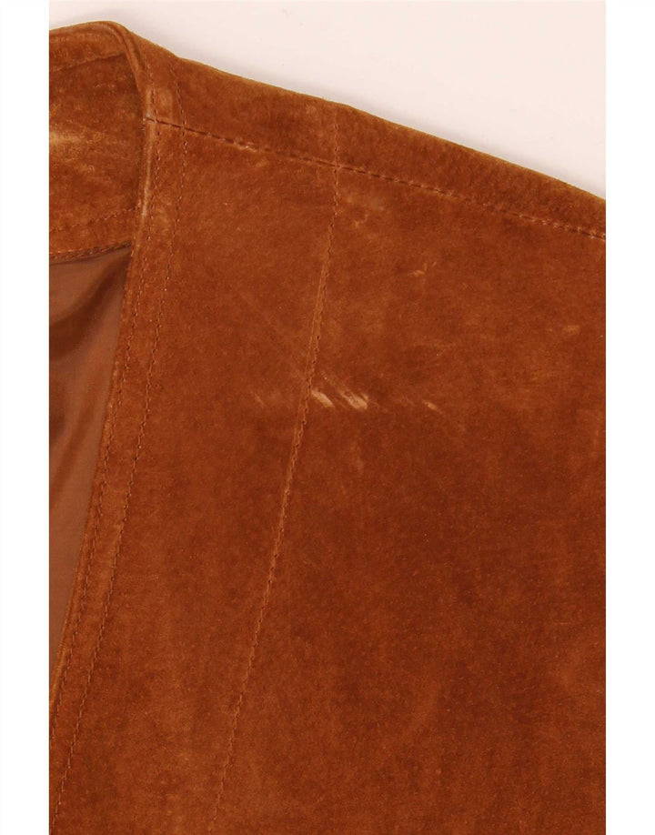 Colete masculino de camurça Front Line UK 48 2XL couro marrom