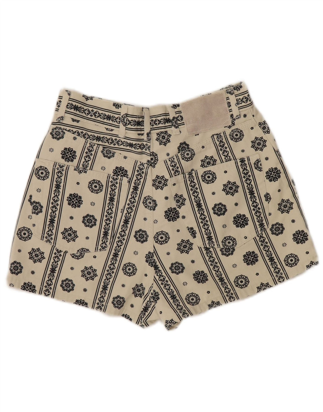 Swish Conjunto feminino jeans de 2 peças Reino Unido 12 médio W26 algodão paisley branco