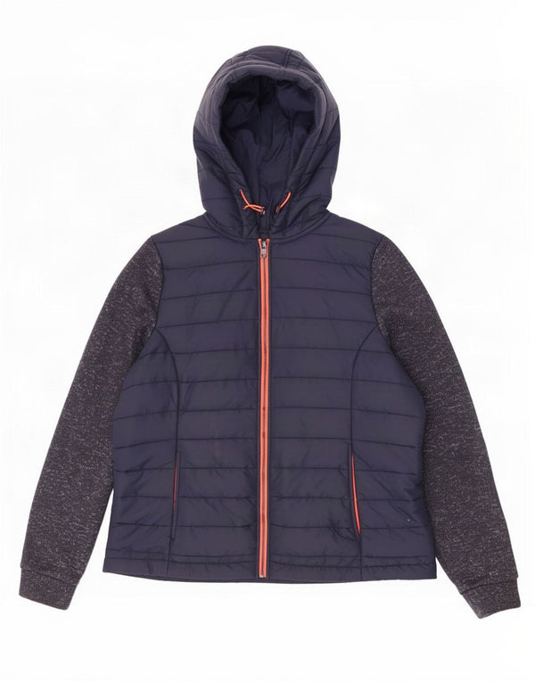 Jaqueta acolchoada com capuz feminina Superdry UK 18 XL azul marinho Colourblock Nylon