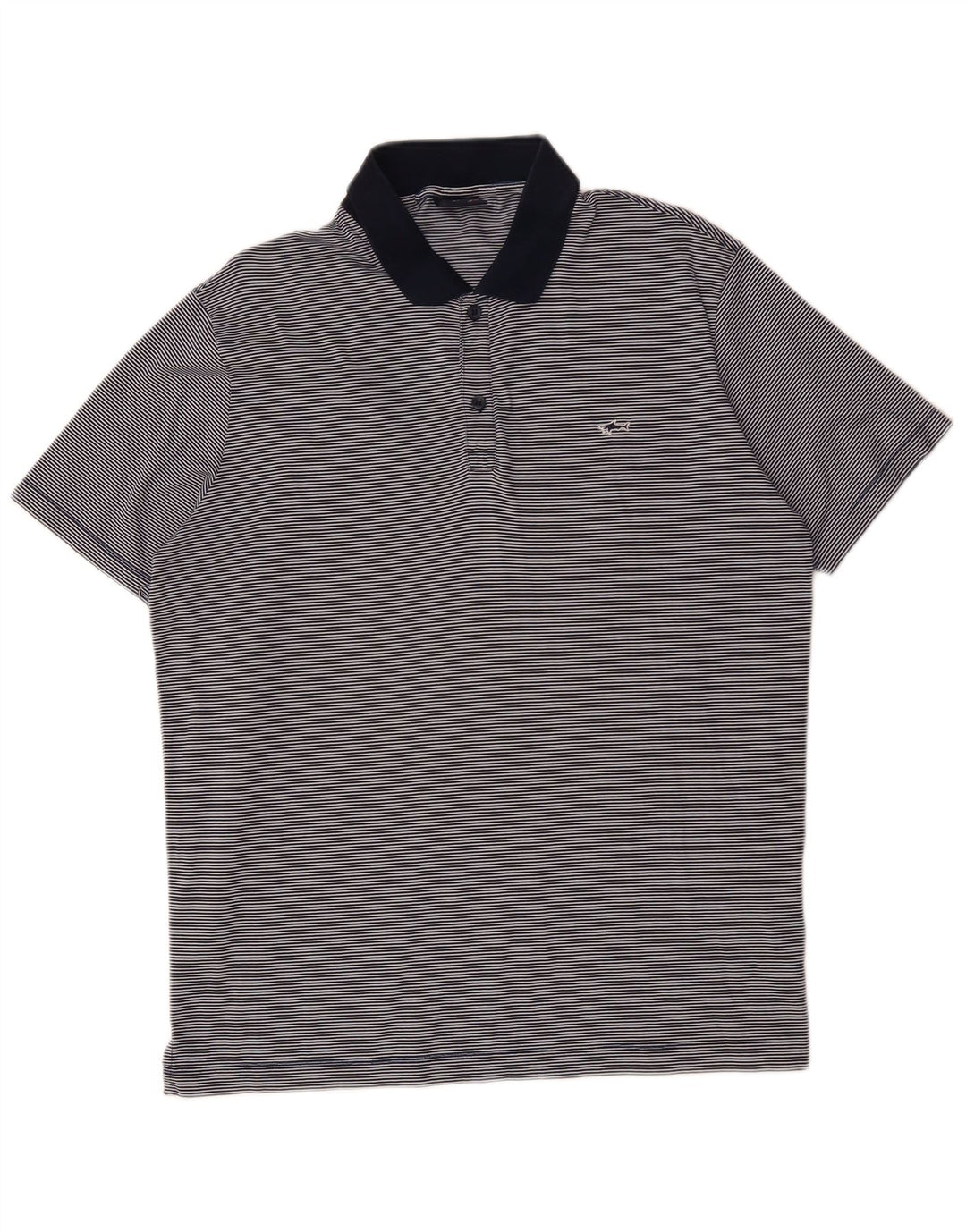 Camisa polo masculina PAUL & SHARK grande algodão listrado azul marinho