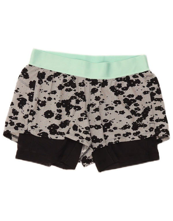 Adidas Womens Climalite Sport Shorts UK 8/10 Pequeno Cinza Animal Print