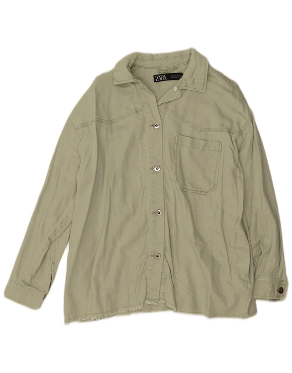 Zara Womens Oversized Bomber Jacket UK 10 pequeno algodão verde