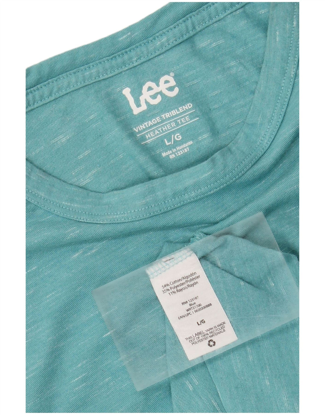 Camiseta masculina LEE grande algodão manchado turquesa