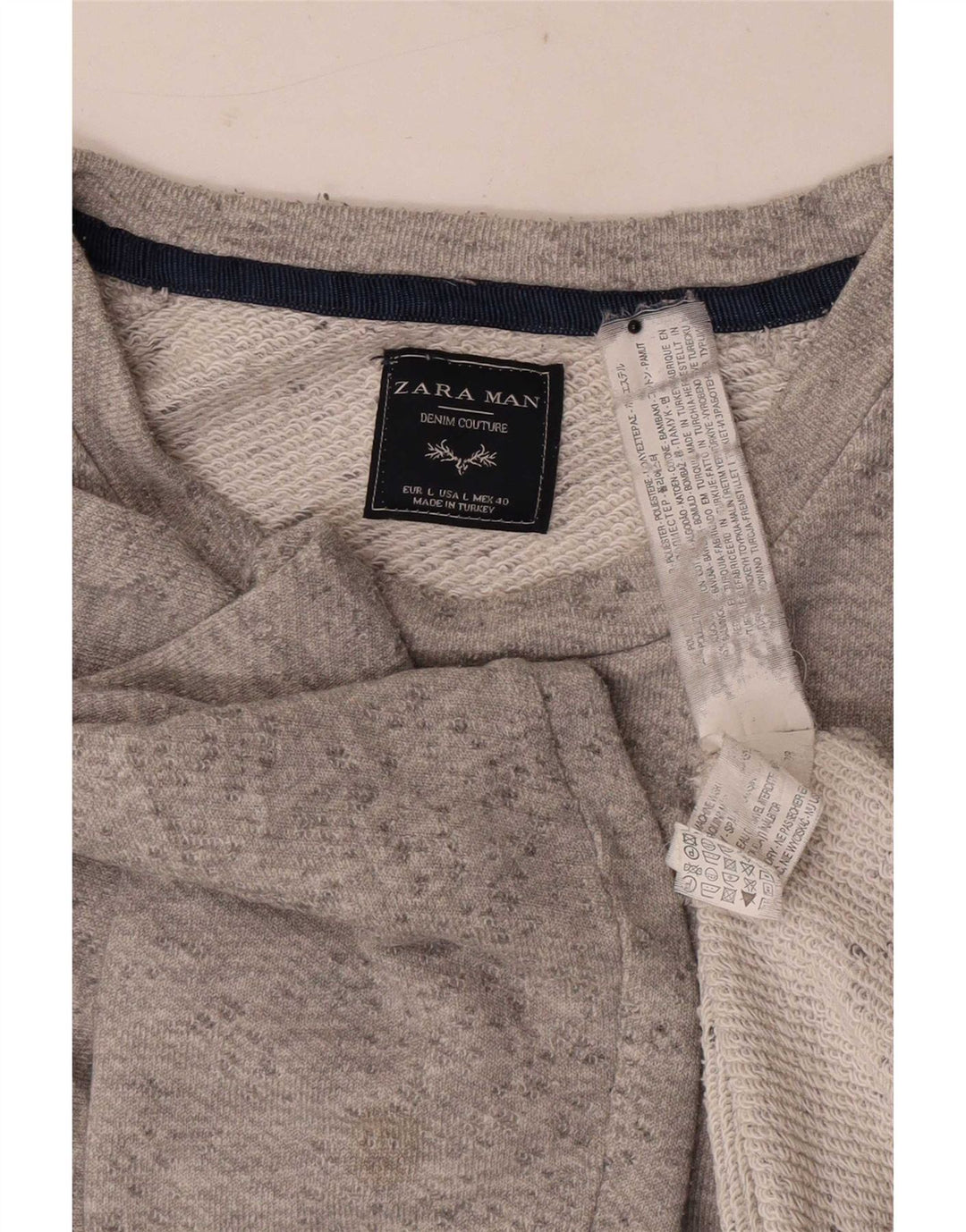 Zara moletom masculino jumper grande poliéster manchado cinza