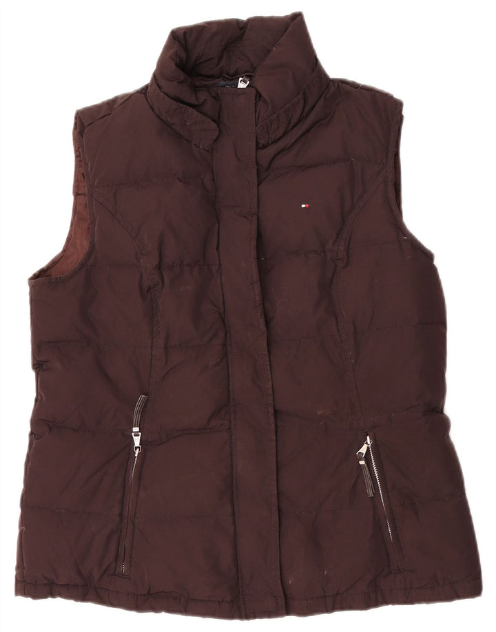 Colete acolchoado feminino Tommy Hilfiger UK 14 grande poliéster marrom