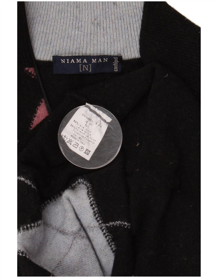 Suéter masculino Conbipel Niama com zíper e gola XL preto Argyle/lã diamante