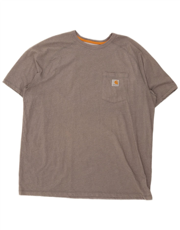 Camiseta masculina Carhartt com ajuste relaxado XL cinza poliéster