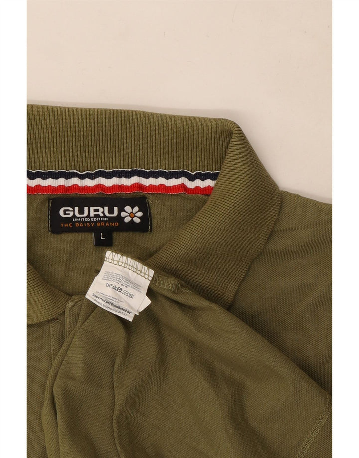 Camisa polo masculina Guru grande algodão cáqui