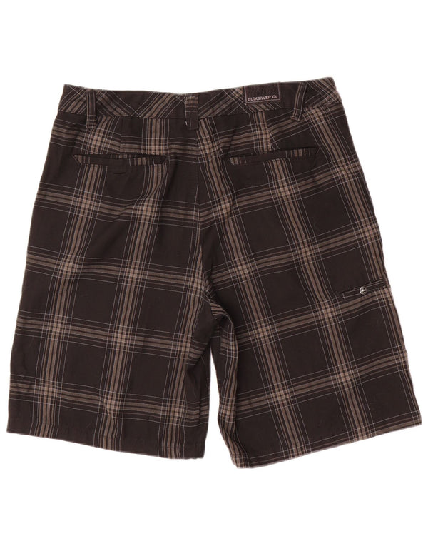 Quiksilver Mens Chino Shorts W34 Grande Poliéster Xadrez Preto