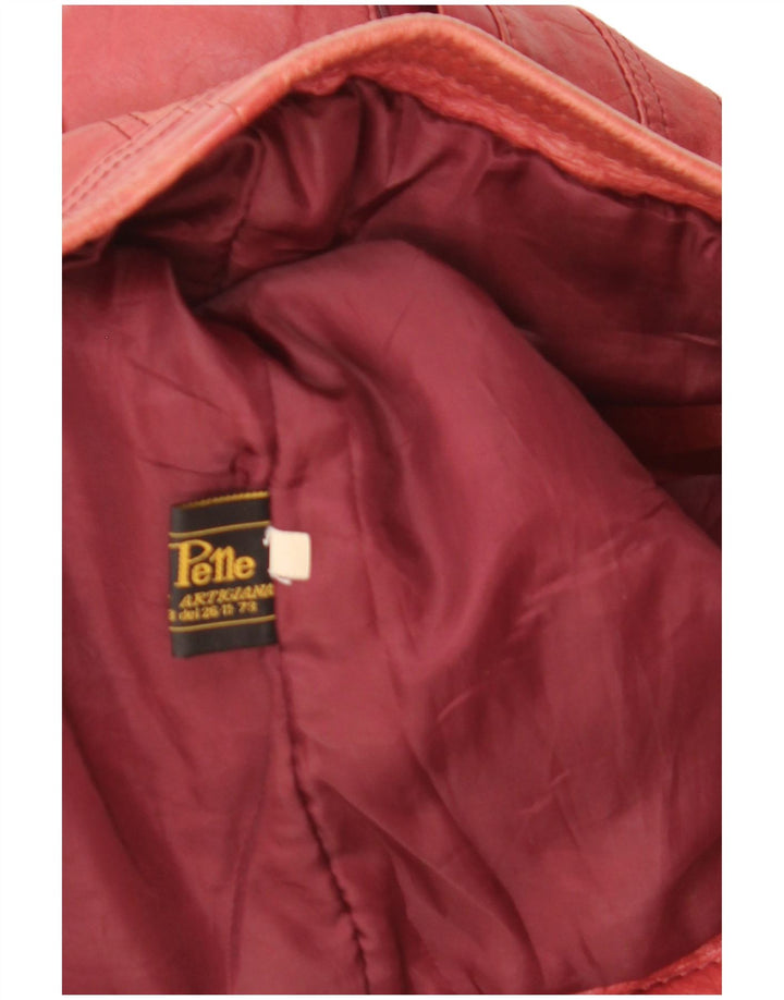 Jaqueta de couro vintage feminina UK 12 couro vermelho médio