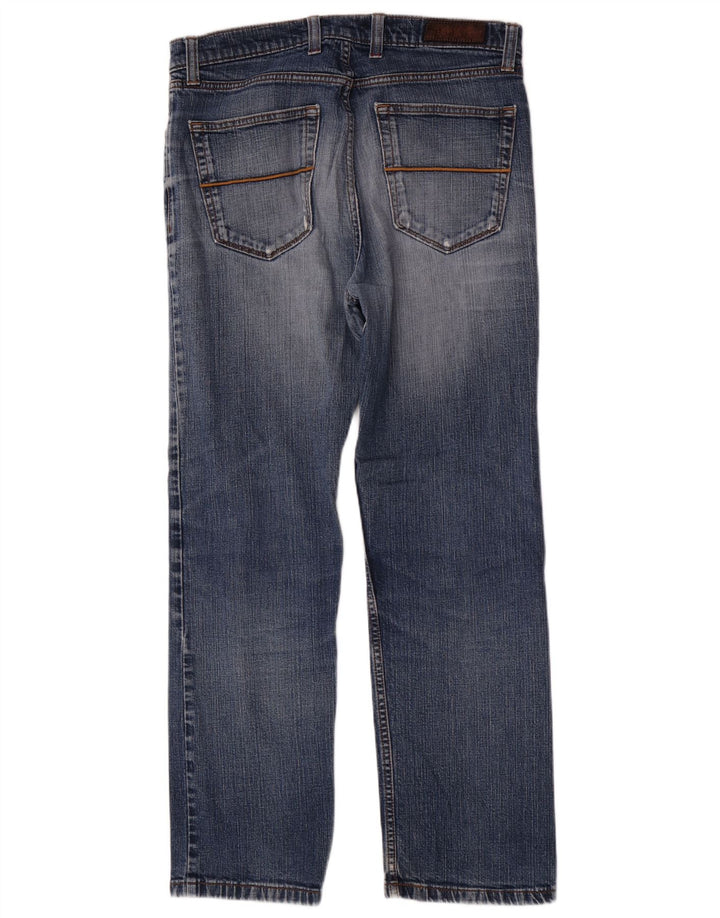 Calça jeans reta regular masculina Marks & Spencer W34 L29 algodão azul