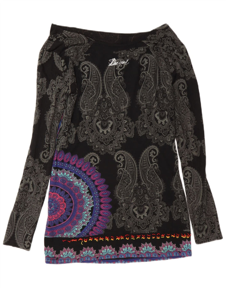 Desigual Womens Lash Graphic Top Manga Longa Reino Unido 12 Médio Multicolorido