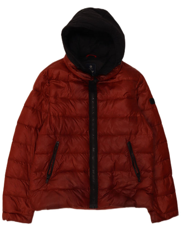 Jaqueta masculina acolchoada com capuz Fay UK 44 2XL poliamida colorblock vermelha