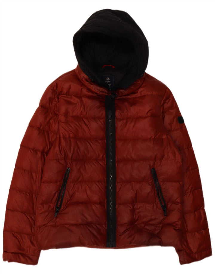 Jaqueta masculina acolchoada com capuz Fay UK 44 2XL poliamida colorblock vermelha