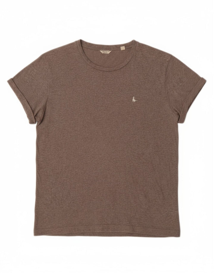 Camiseta feminina JACK WILLS UK 12 algodão cinza médio