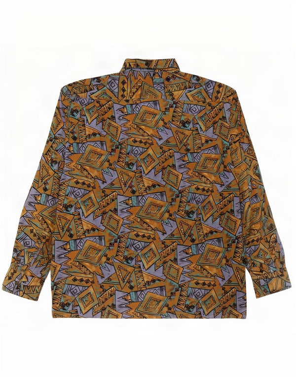 Camisa masculina vintage de veludo XL multicolorida geométrica
