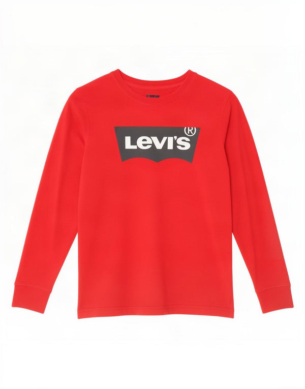 Top gráfico Levi's Boys manga comprida 11-12 anos algodão vermelho